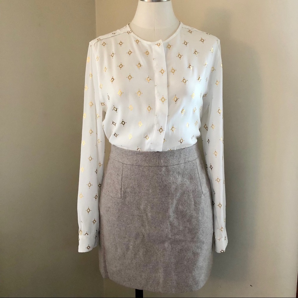 Gold-Foil Geometric Blouse